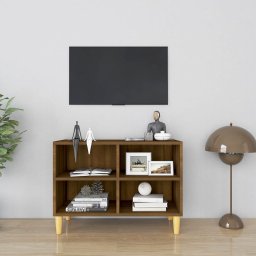 Comoda TV, picioare lemn masiv, stejar maro, 69,5x30x50 cm GartenMobel Dekor