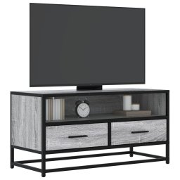 Dulap TV, gri sonoma, 80x34,5x40 cm, lemn prelucrat si metal GartenMobel Dekor