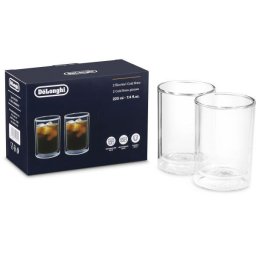 Set de 2 pahare DeLonghi Cold Brew DLSC324 - AS00004171, Capacitate 220ml, Perete dublu din sticla borosilicata, Mentin temperatura constanta, Suflate manual, MW Safe, DW Safe