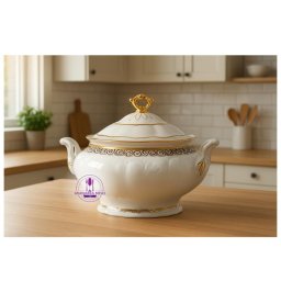 MARIE LOUISE decor AUR Supiera cu capac portelan Bohemia 3500 ml