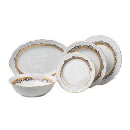 MARIE LOUISE decor AUR - Serviciu de masa portelan Bohemia (6 persoane - 20 de piese)
