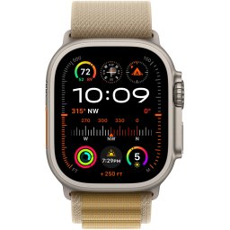 Ceas Smartwatch Apple Watch Ultra 2, GPS + Cellular, 49mm Natural Titanium Case, Tan Alpine Loop - Small