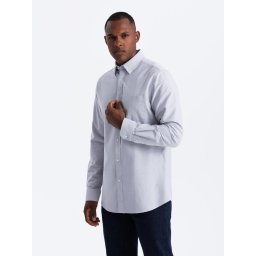 Ombre Elegant men's oxford shirt with embroidery and pocket - blue