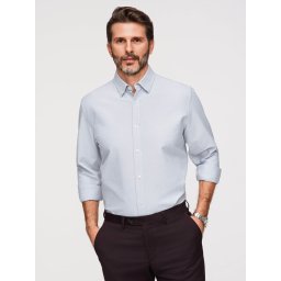 Ombre Elegant men's oxford shirt with embroidery - blue