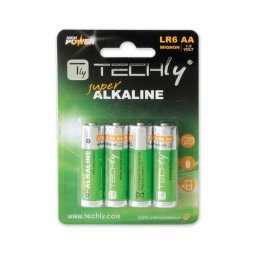 Techly Baterii alcaline 1.5V AA LR6 4 bucăți