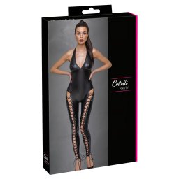 Cottelli Party - salopetă corset cu bandă la gât (negru)