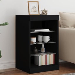 Servanta cu lumini LED, negru, 41x37x67 cm GartenMobel Dekor