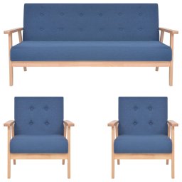 Set de canapele, 3 piese, albastru, material textil GartenMobel Dekor