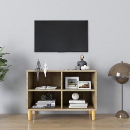 Comoda TV, picioare lemn masiv, stejar sonoma, 69,5x30x50 cm GartenMobel Dekor