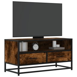 Dulap TV stejar fumuriu, 80x34,5x40 cm, lemn prelucrat si metal GartenMobel Dekor