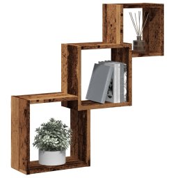 Rafturi de perete, cub, lemn vechi, 68x15x68 cm, lemn prelucrat GartenMobel Dekor