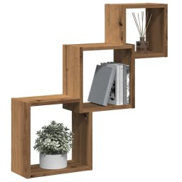 Rafturi cub perete stejar artizanal 68x15x68 cm, lemn prelucrat GartenMobel Dekor