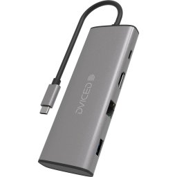 HUB USB Dviced DV300003, USB Type-C, 9-in-1, HDMI 4K, Ethernet, USB 3.0 (Gri)