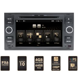 [LICHIDARE STOC] Navigatie Ford Focus Mondeo S-Max Transit Tourneo, Android 10, HEXACORE PX6 4GB RAM + 64GB ROM, 7 Inch cu DVD - AD-BGBFRDD7BP6-D