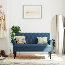 Banca cu spatar, albastru, 120x62x75,5 cm, textil GartenMobel Dekor