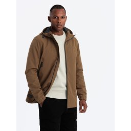 Ombre Men's lightweight storm jacket with hood - brown