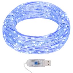Instalatie luminoasa cu 400 micro LED-uri albastre, 40 m, 8 functii, USB