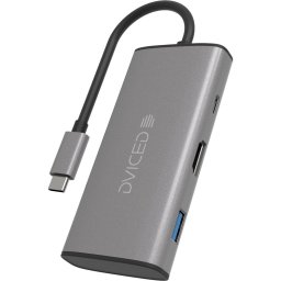 HUB USB Dviced DV300001, USB Type-C, 6-in-1, HDMI 4K, Cititor card SD, Gri