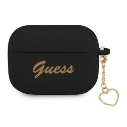 Husa Guess AirPods Pro, Silicone Charm Heart, culoare negru
