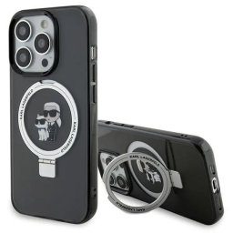 Husa Karl Lagerfeld KLHMP15LHMRSKCK iPhone 15 Pro 6.1" black/black hardcase Ring Stand Karl&Choupette MagSafe