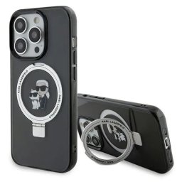 Husa Karl Lagerfeld KLHMP15XHMRSKCK iPhone 15 Pro Max 6.7" black/black hardcase Ring Stand Karl&Choupette MagSafe