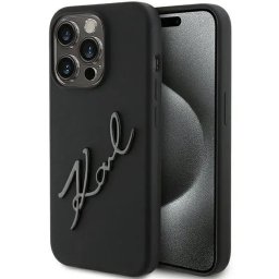 Husa Karl Lagerfeld Silicone Karl Script case for iPhone 15 Pro - black