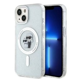 Husa Karl Lagerfeld Karl&Choupette Glitter MagSafe case for iPhone 15 Plus - transparent