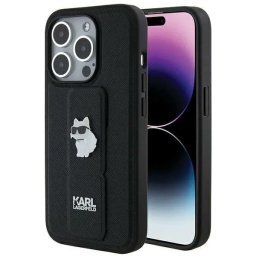 Husa Karl Lagerfeld Gripstand Saffiano Choupette Pins case for iPhone 14 Pro Max - black