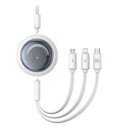 Retractable Free2Draw Series, USB-C male - USB-C/Lightning/micro USB male, 1.1m, White