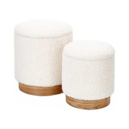 SET 2x taburet CANCUN d. 31/38 cm alb/maro