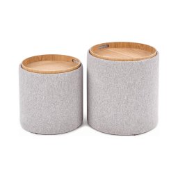 Set 2x tabureți AVIKO, Ø 38/45 cm, gri/bej