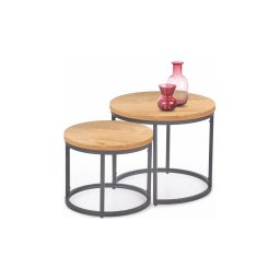 Set 2x masă de cafea OREO pr. 43/53 cm antracit/dub auriu