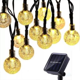 Ghirlanda luminoasa solara tip Glob,cu 50 LED-uri lumina calda de exterior