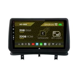 Navigatie Renault Clio 3 (2005-2013), Android 12, E-Octacore 2GB RAM + 32GB ROM, 9 Inch - AD-BGE9002+AD-BGRKIT371V2