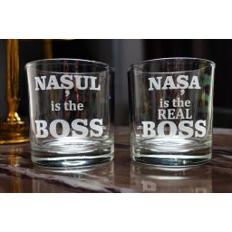 Set 2 pahare whisky, personalizate