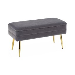 Bancă cu spațiu de depozitare VELVA 37x78 cm gri/auriu