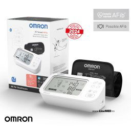 OMRON X7 Smart AFib (HEM-7380T1-EOSL) cu Bluetooth - Tensiometru de brat, detectare fibrilatie atriala, manseta inteligenta Intelli Cuff, transfer date Omron Connect, afisaj DUAL