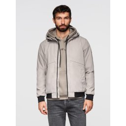 Ombre Men's lightweight jacket with mesh lining and hood - grey