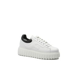 Pantofi damă Florentinii cu platformă, albi cu negru, din piele naturală FLO607A-N-38 EU