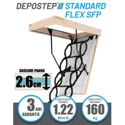 Scara pod DEPOSTEP STANDARD FLEX SFP metalica tip pantograf cu toc de lemn