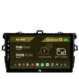 Navigatie Toyota Corolla (2007-2013), Android 12, E-Octacore 2GB RAM + 32GB ROM, 9 Inch - AD-BGE9002+AD-BGRKIT091