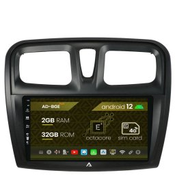 Navigatie Dacia Logan Sandero, Android 12, E-Octacore 2GB RAM + 32GB ROM, 9 Inch - AD-BGE9002+AD-BGRKIT375