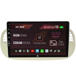 Navigatie Fiat 500 (2007-2014), Android 13, B-Octacore 6GB RAM + 128GB ROM, 9 Inch - AD-BGB9006+AD-BGRKIT362V2