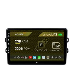 Navigatie Dacia Renault, Android 12, E-Octacore 2GB RAM + 32GB ROM, 9 Inch - AD-BGE9002+AD-BGRKIT383