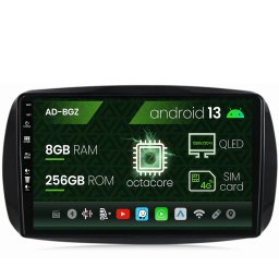 Navigatie Smart For Two (2016-Prezent), Android 13, Z-Octacore 8GB RAM + 256GB ROM, 9 Inch - AD-BGZ9008+AD-BGRKIT412