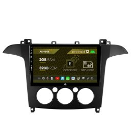 Navigatie Ford S-MAX (2006-2015) Clima Manuala, Android 12, E-Octacore 2GB RAM + 32GB ROM, 9 Inch - AD-BGE9002+AD-BGRKIT124