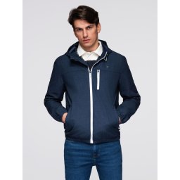 Ombre Men's lightweight sports jacket with fleece lining - navy blue