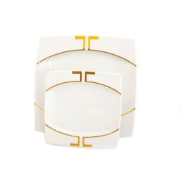 EYE model geometric decor AUR Serviciu de tort portelan Bohemia ( 7 piese )