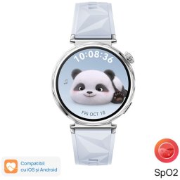 Smartwatch Watch GT 5, 41MM, Tarnish Stainless Steel Case, Blue Fluoroelastomer Strap