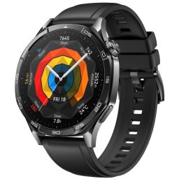 Smartwatch Watch GT 5 46mm Deep Tarnish Stainless Steel Case Black Fluoroelastomer Strap